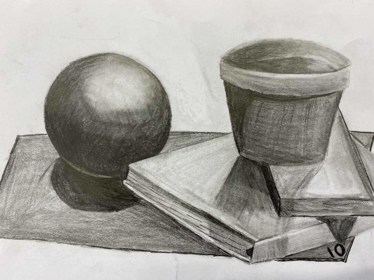 Still Life Drawing: Cone with Cast Shadow