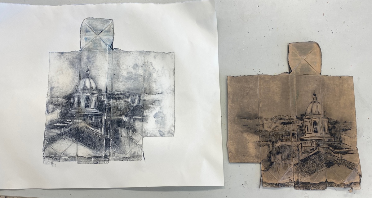 Tetrapak Drypoint Printmaking and Plate
