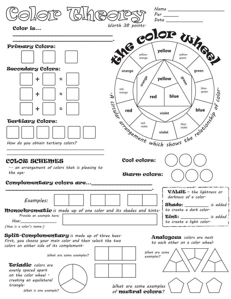 color wheel with black and white